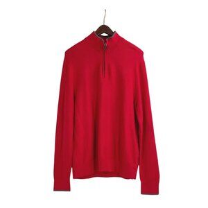 Michael Kors Mens XL Quarter-Zip Pullover Sweater Red 100% Cotton Knit Casual